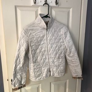 White, quilted Burberry jacket
